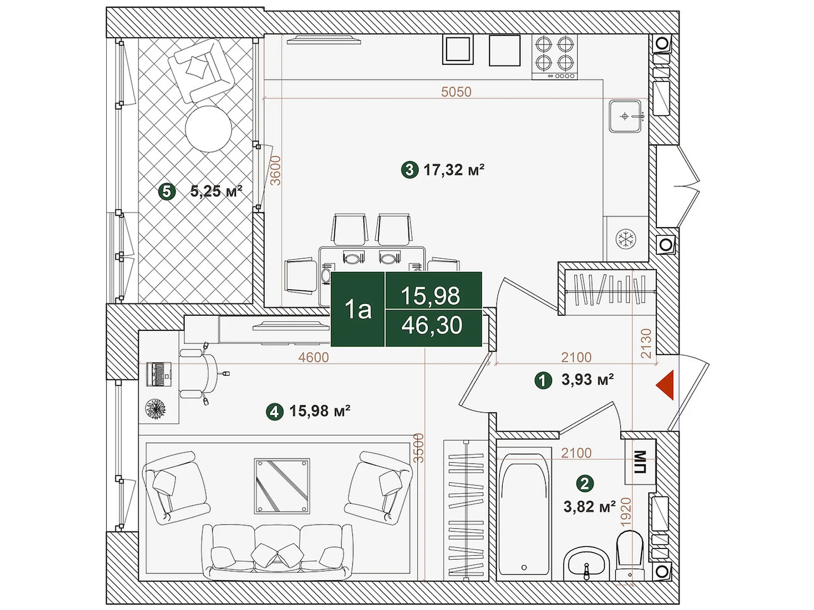 Продается 1-комнатная квартира 46.3 кв. м в Киеве, ул. Днепроводская, 1