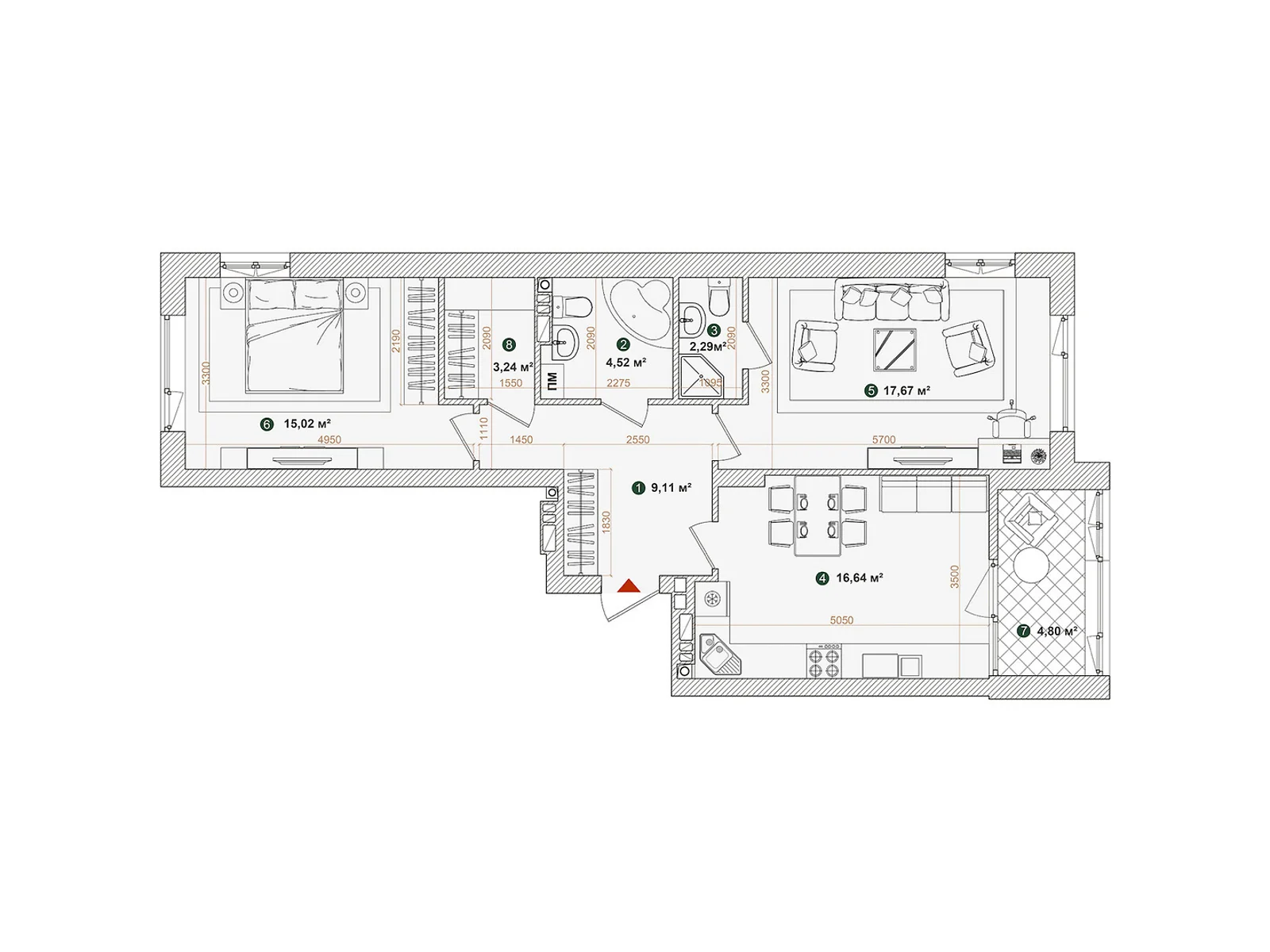 Продается 2-комнатная квартира 73.29 кв. м в Киеве, ул. Днепроводская, 1