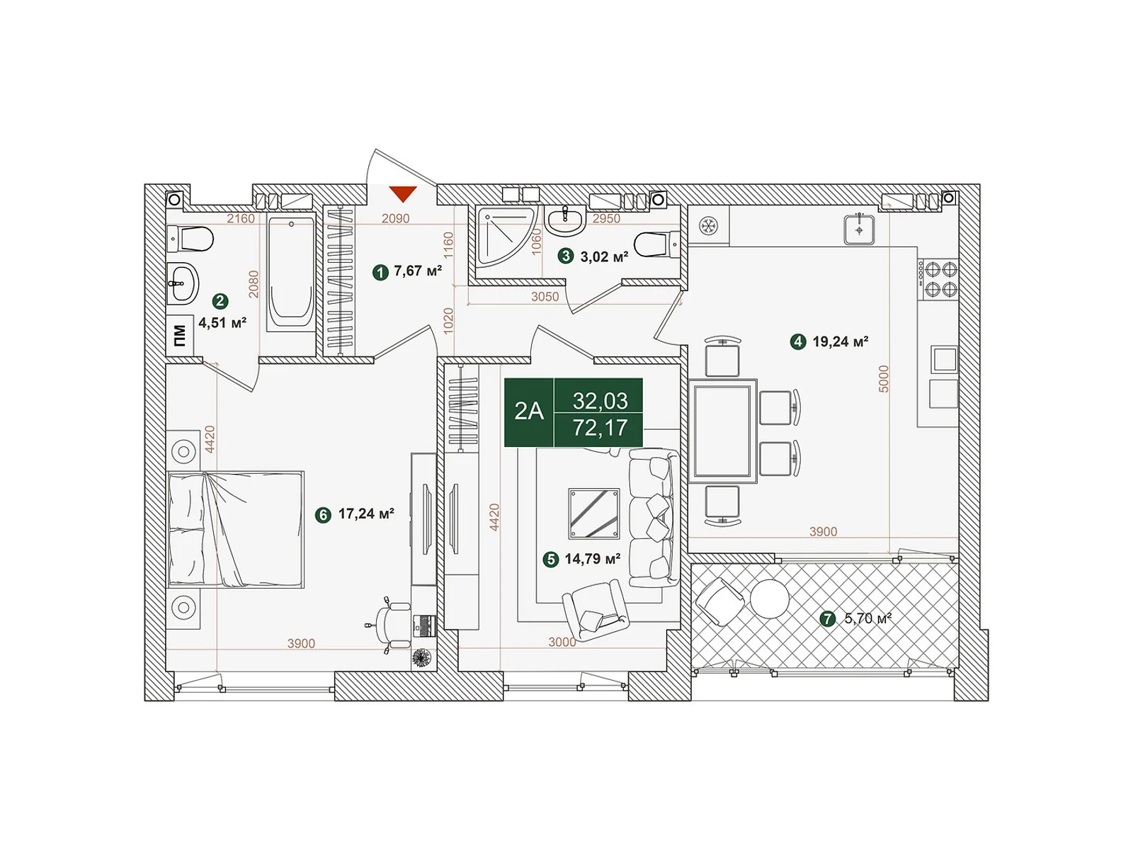 Продается 2-комнатная квартира 72.17 кв. м в Киеве, ул. Днепроводская, 1