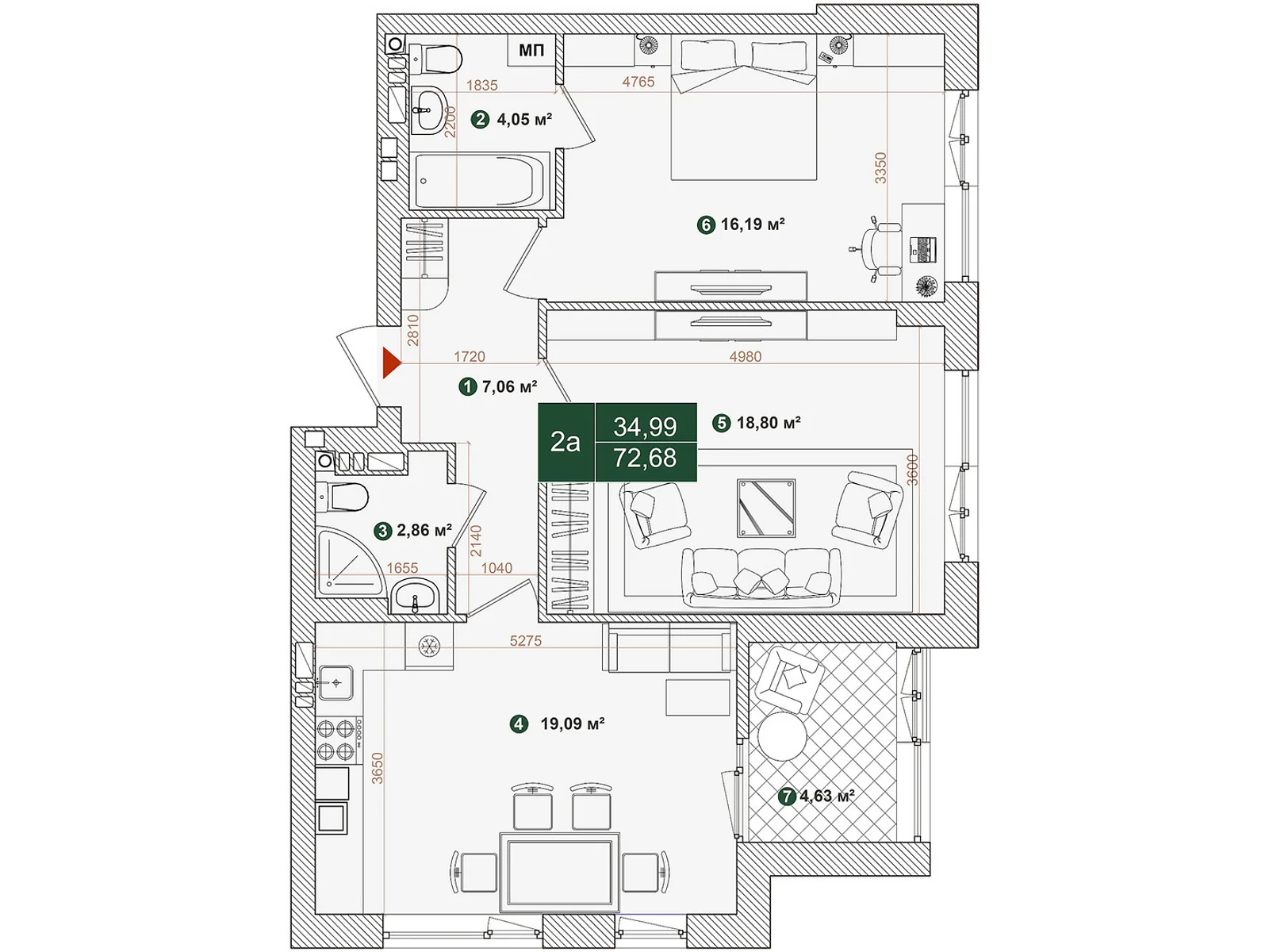 Продается 2-комнатная квартира 72.46 кв. м в Киеве, ул. Днепроводская, 1