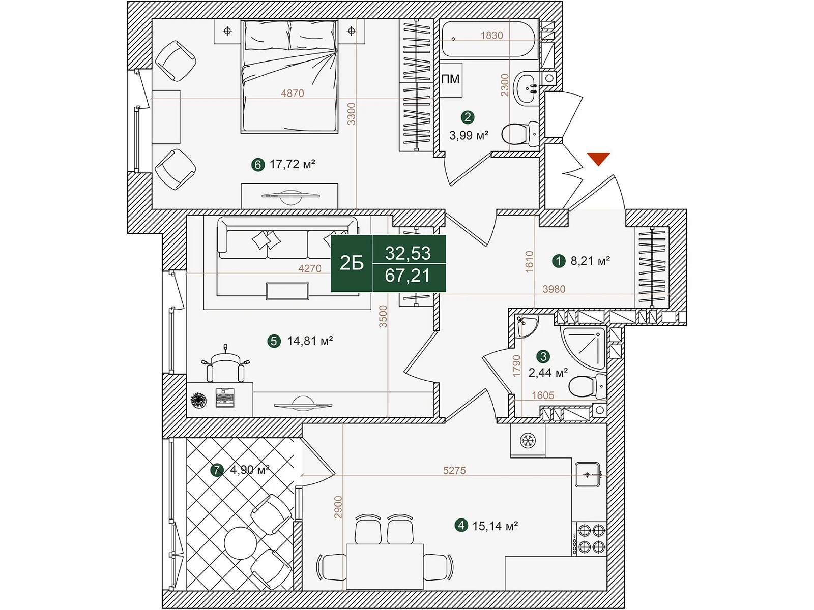 Продается 2-комнатная квартира 67.21 кв. м в Киеве, ул. Днепроводская, 1