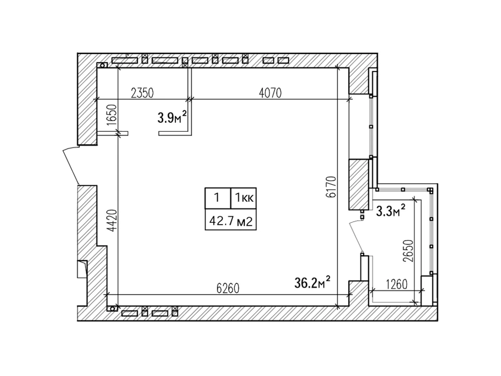 Продается 1-комнатная квартира 42.4 кв. м в Днепре, цена: 39008 $