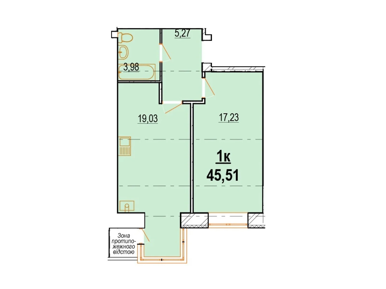 Продается 1-комнатная квартира 45.51 кв. м в Виннице, ул. Костя Широцкого