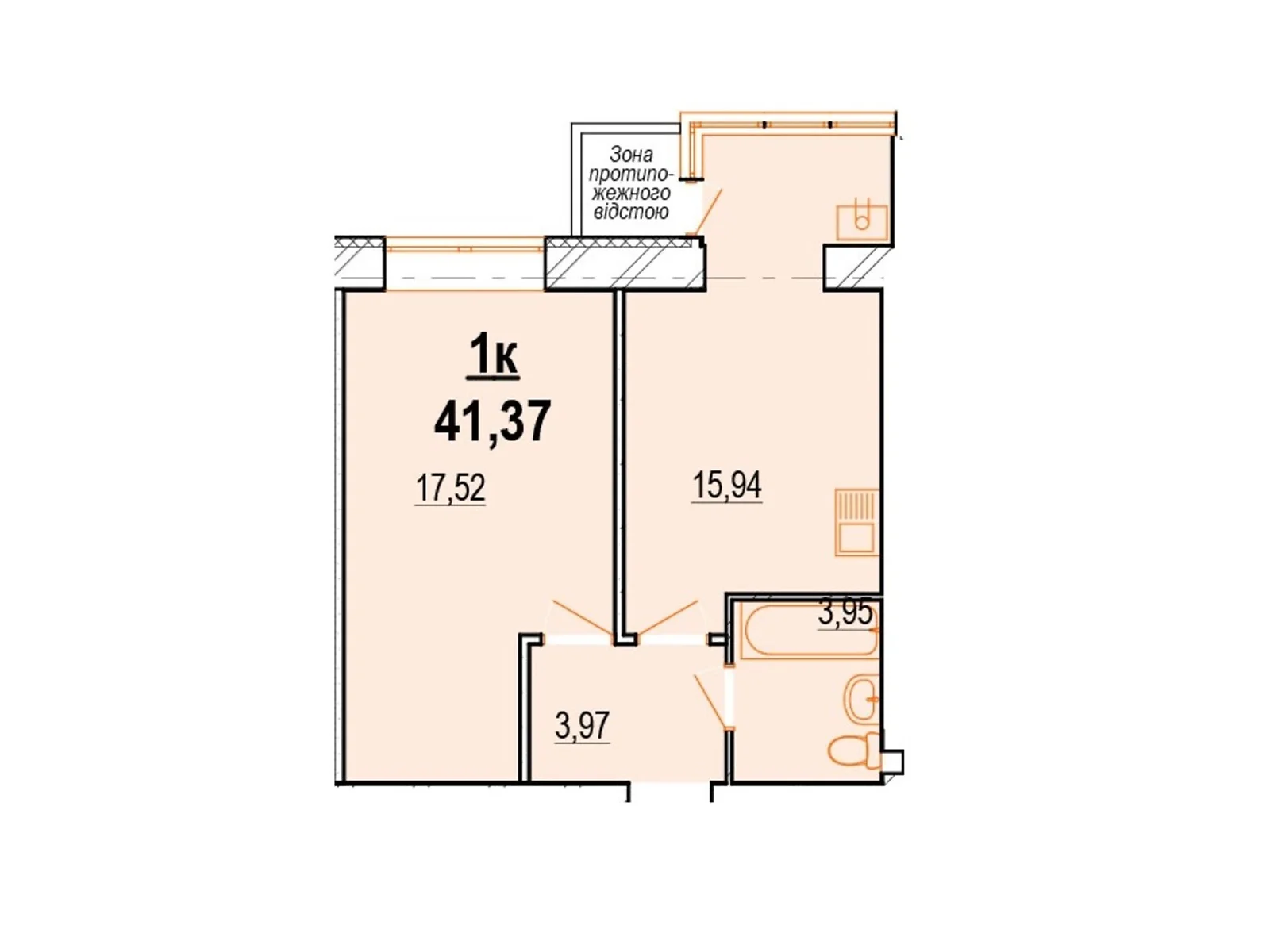 Продается 1-комнатная квартира 42.07 кв. м в Виннице, ул. Костя Широцкого