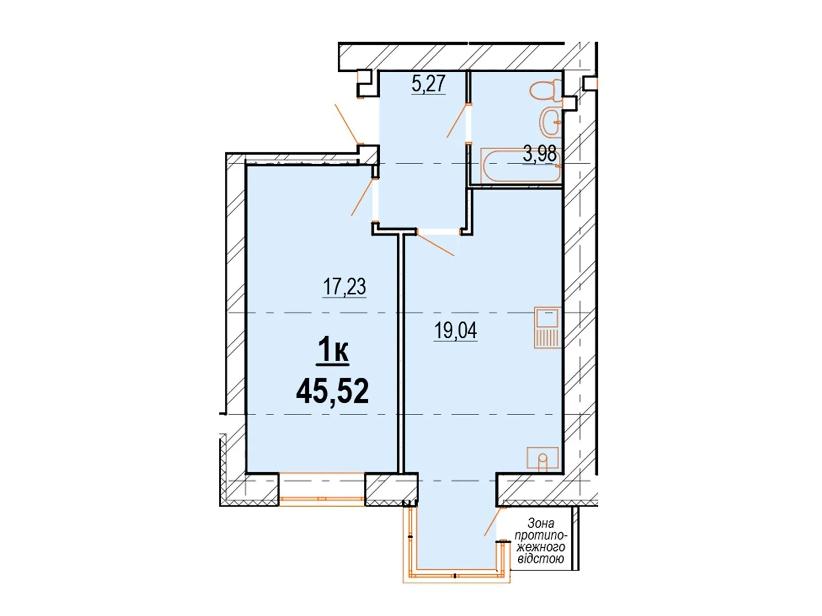 Продается 1-комнатная квартира 45.52 кв. м в Виннице, ул. Костя Широцкого - фото 1