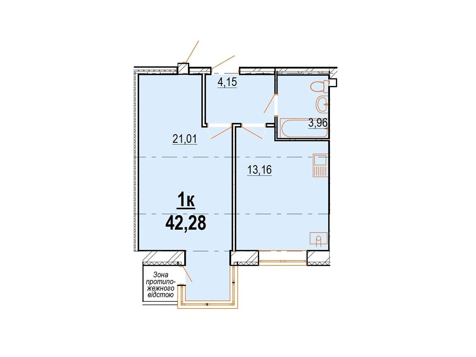 Продается 1-комнатная квартира 42.28 кв. м в Виннице, ул. Костя Широцкого