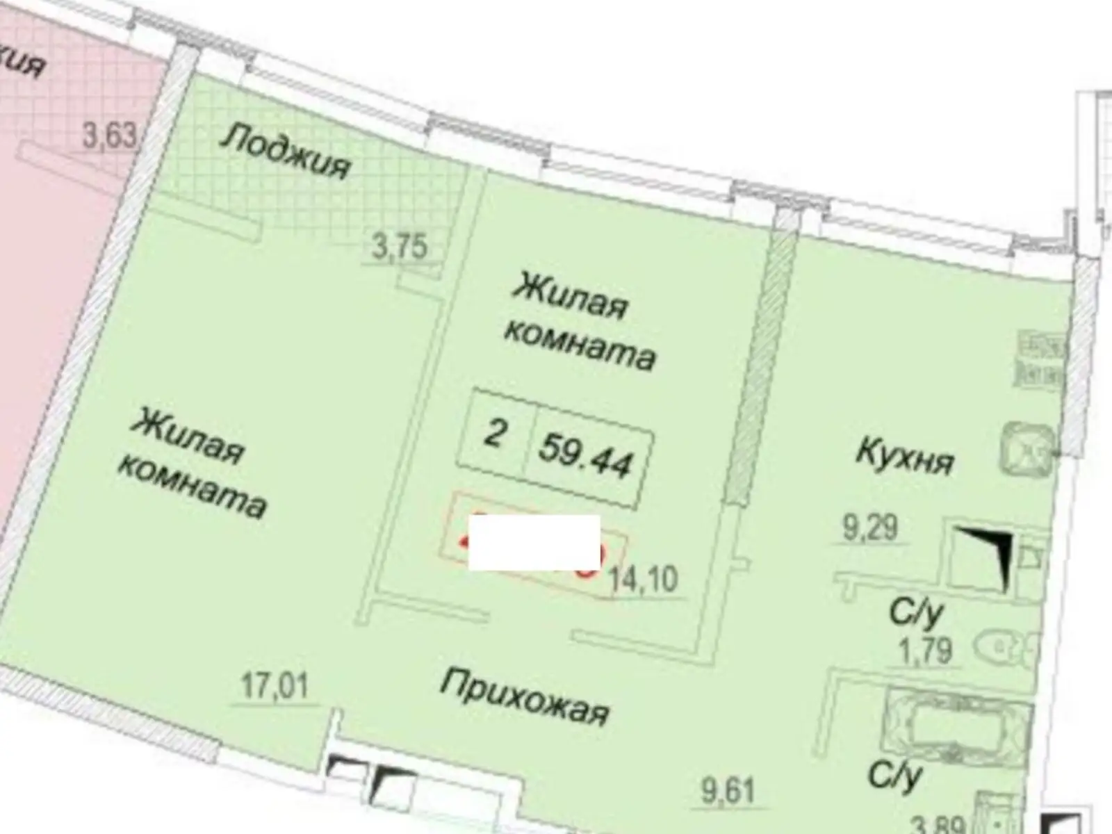 Продається 2-кімнатна квартира 59.5 кв. м у Одесі, вул. Каманіна, 16А