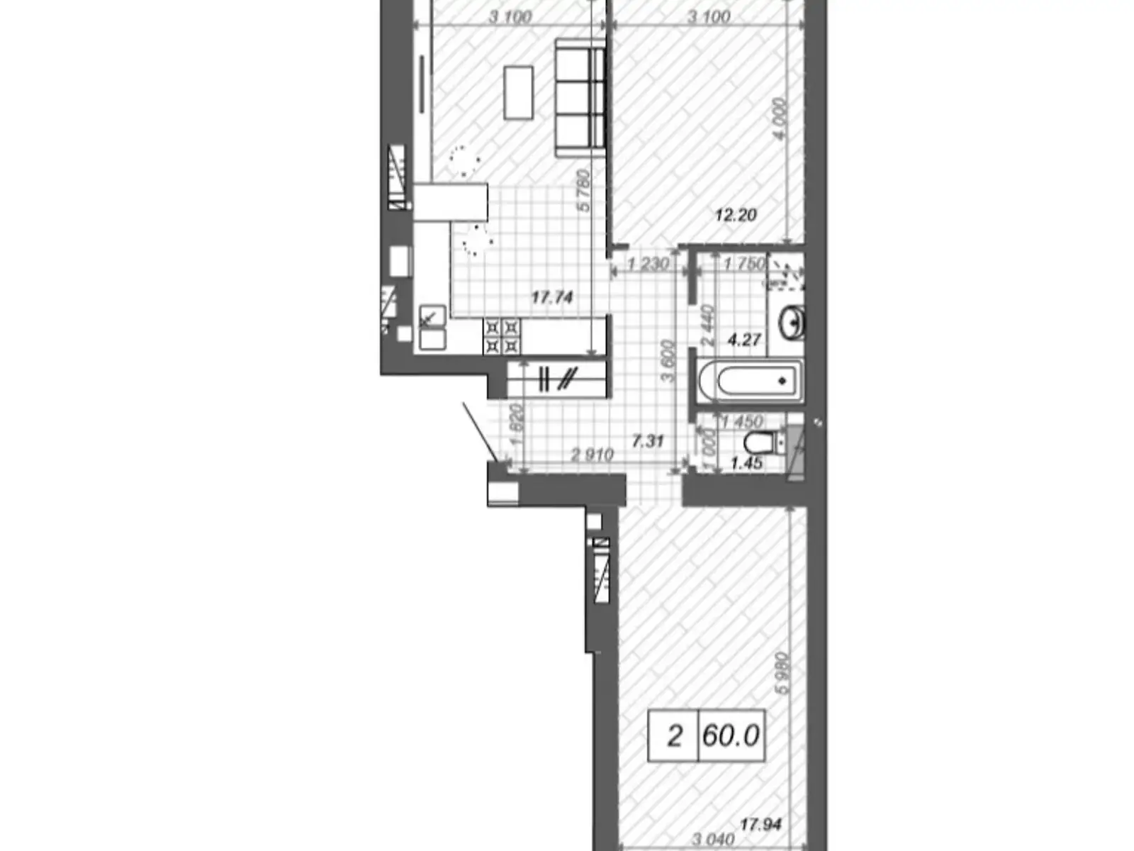 Продается 2-комнатная квартира 61 кв. м в Ирпене, ул. Павленко, 58Б