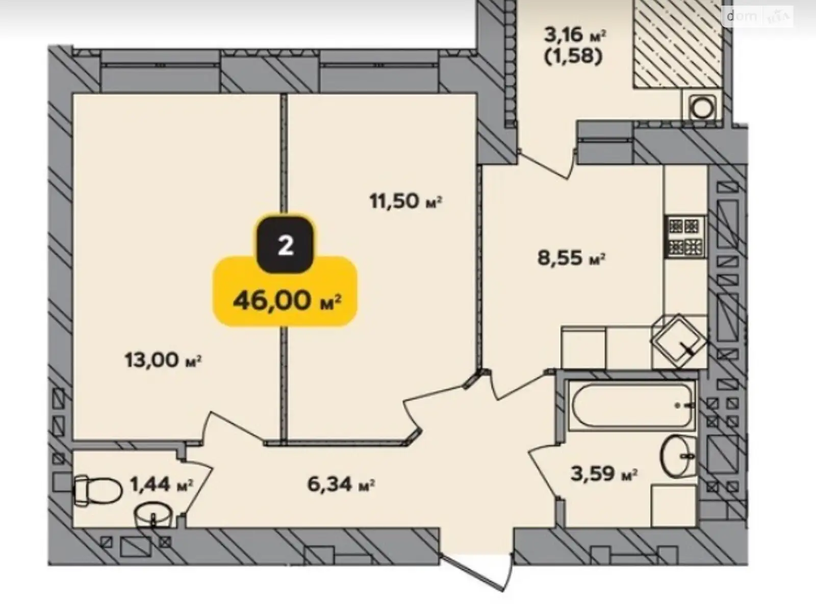 Продается 2-комнатная квартира 46 кв. м в Хмельницком, ул. Институтская, 6/1А