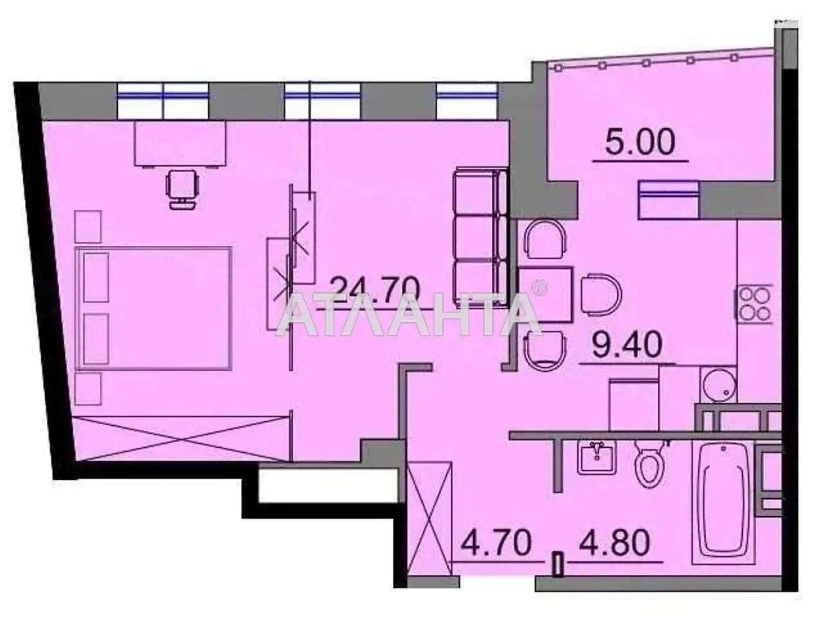 Продається 1-кімнатна квартира 47 кв. м у Одесі, вул. Косвена