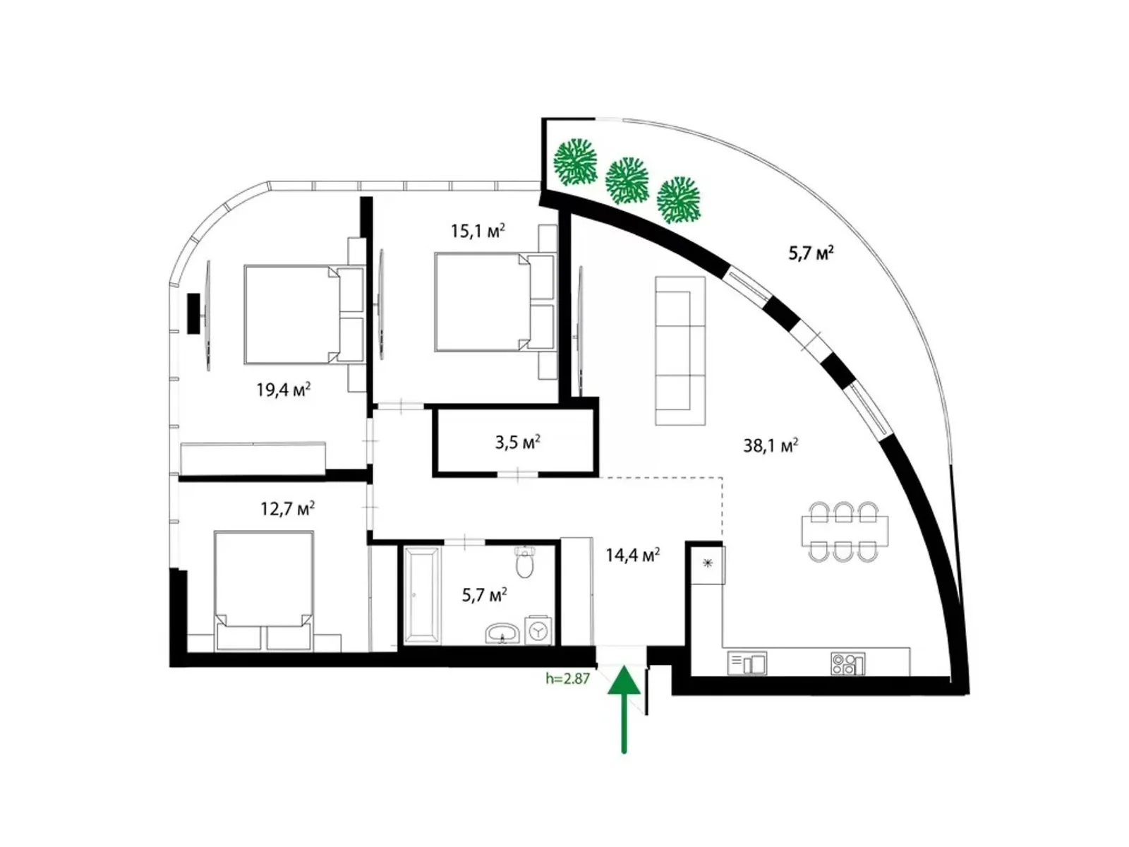 Продается 3-комнатная квартира 114.6 кв. м в Ужгороде, ул. Гойды, 10 - фото 1