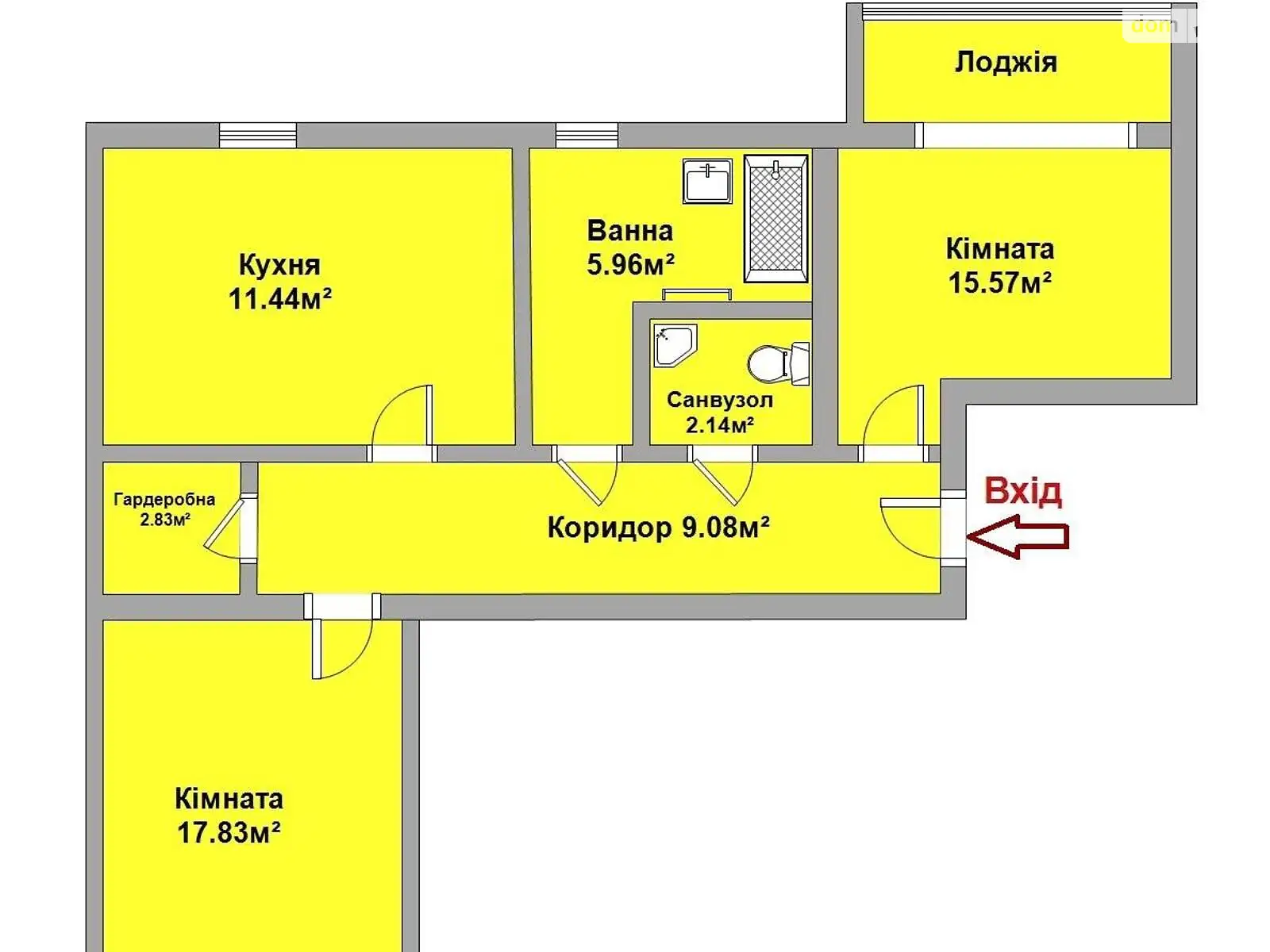 Продается 2-комнатная квартира 65 кв. м в Хмельницком, ул. Винницкая