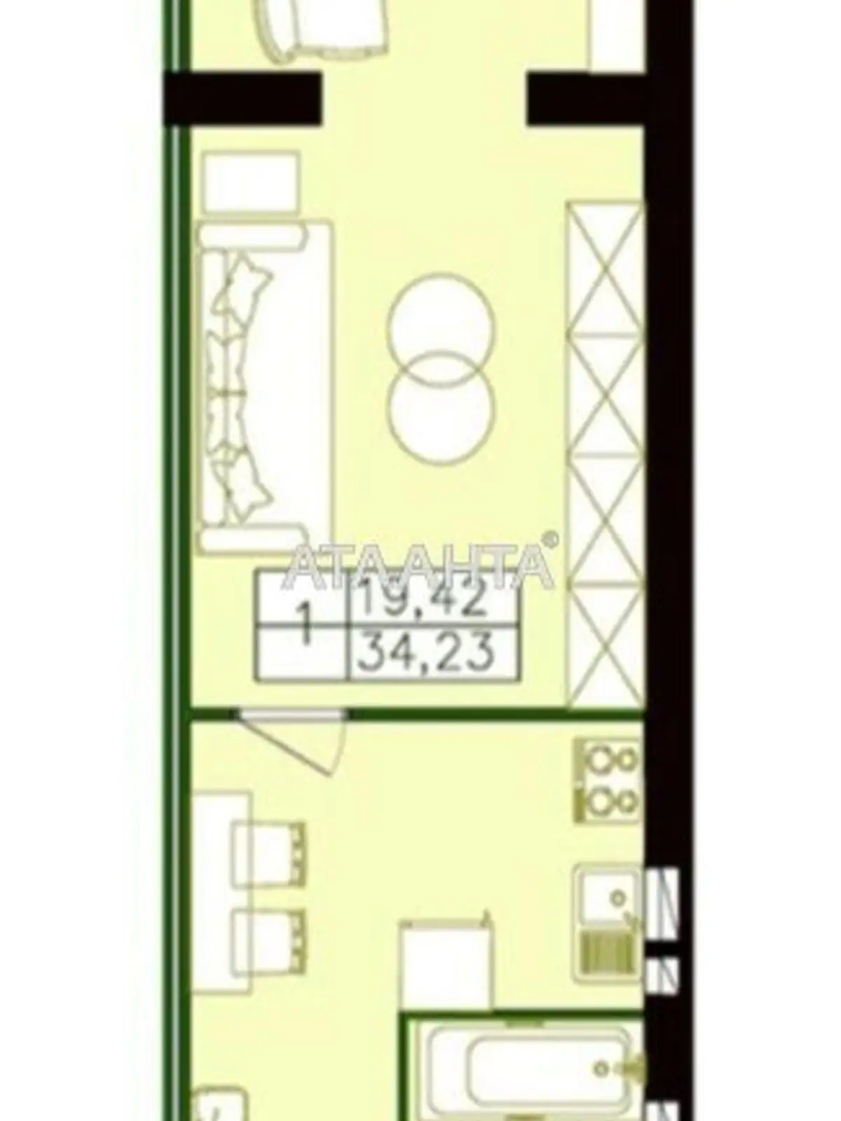 Продается 1-комнатная квартира 34 кв. м в Фонтанке, ул. Независимости - фото 1