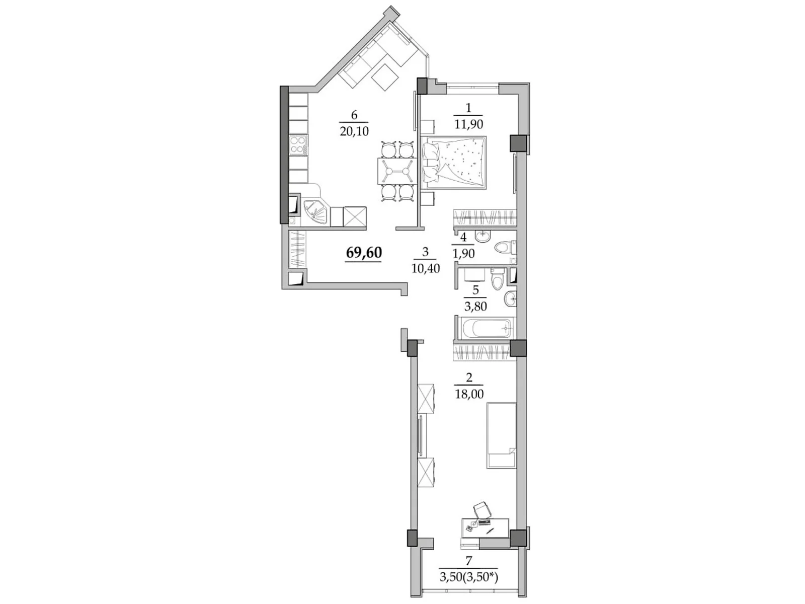 Продается 2-комнатная квартира 69.6 кв. м в Лиманке, ул. Спортивная - фото 1