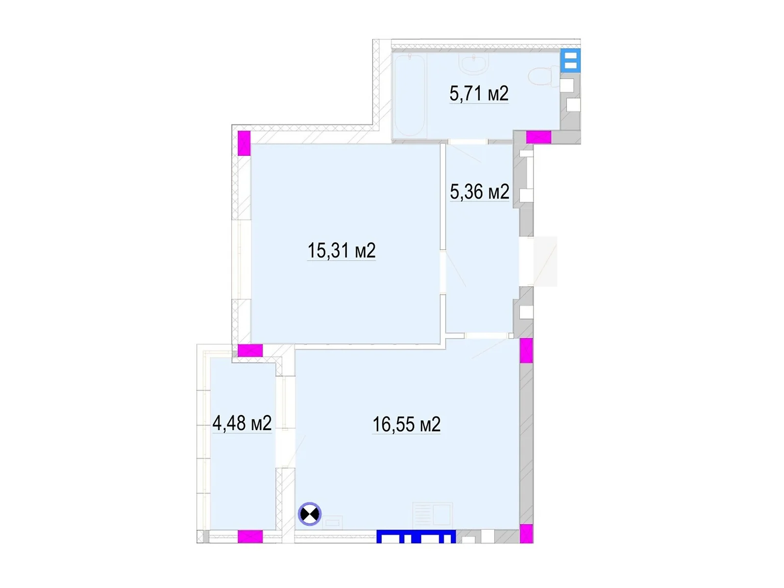 Продается 1-комнатная квартира 46.13 кв. м в Виннице, ул. Ивана Богуна, 27А