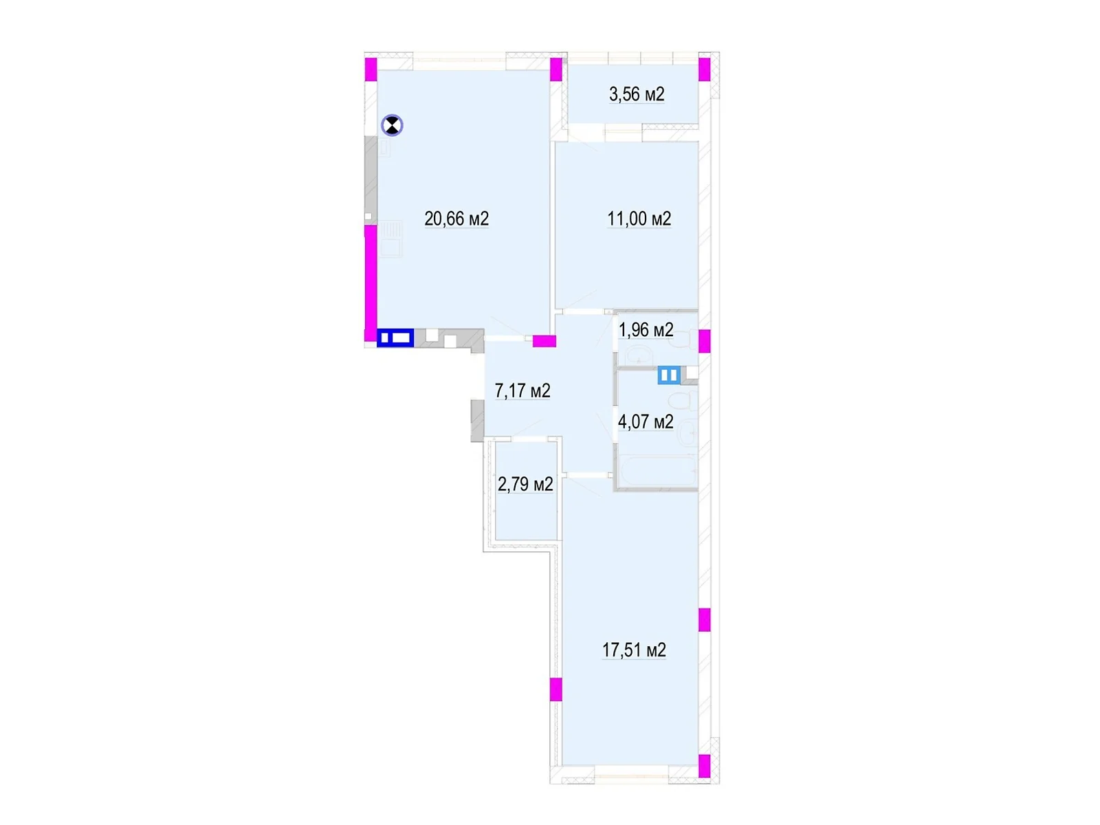 Продается 2-комнатная квартира 72.06 кв. м в Виннице, ул. Ивана Богуна, 27А