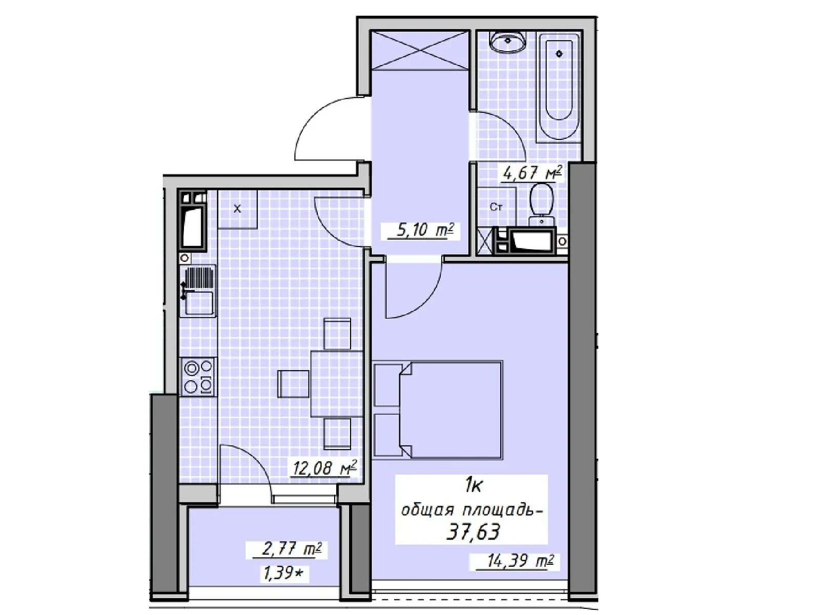 Продается 1-комнатная квартира 37.63 кв. м в Одессе, пер. Курортный, 2 - фото 1