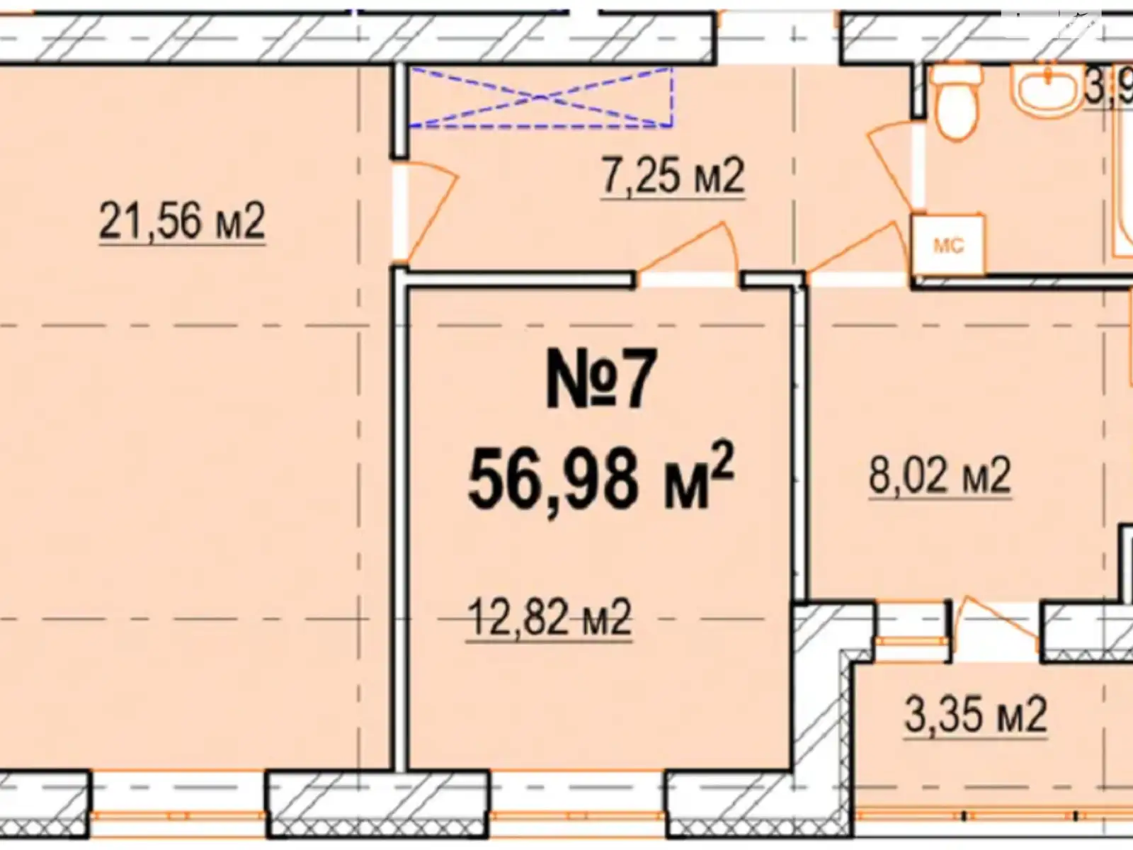 Продается 2-комнатная квартира 57 кв. м в Виннице, ул. Одесская