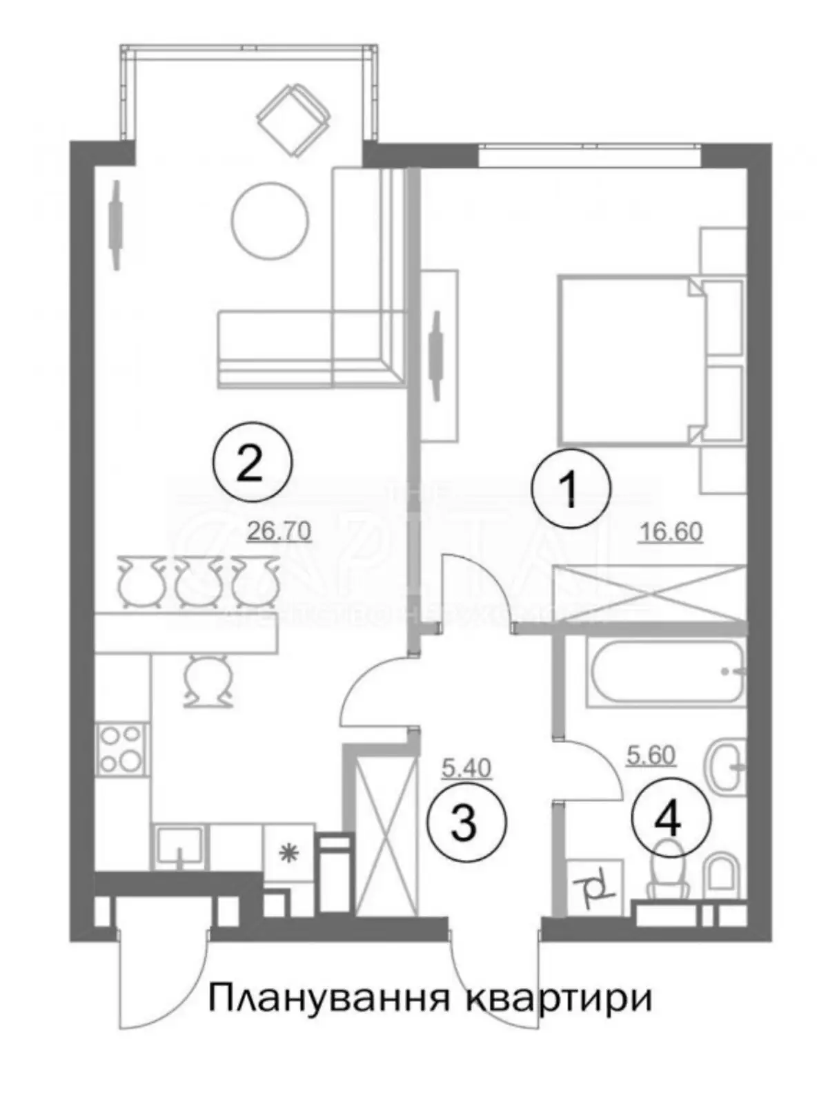 Продается 1-комнатная квартира 54.5 кв. м в Киеве, ул. Николая Пимоненко, 21