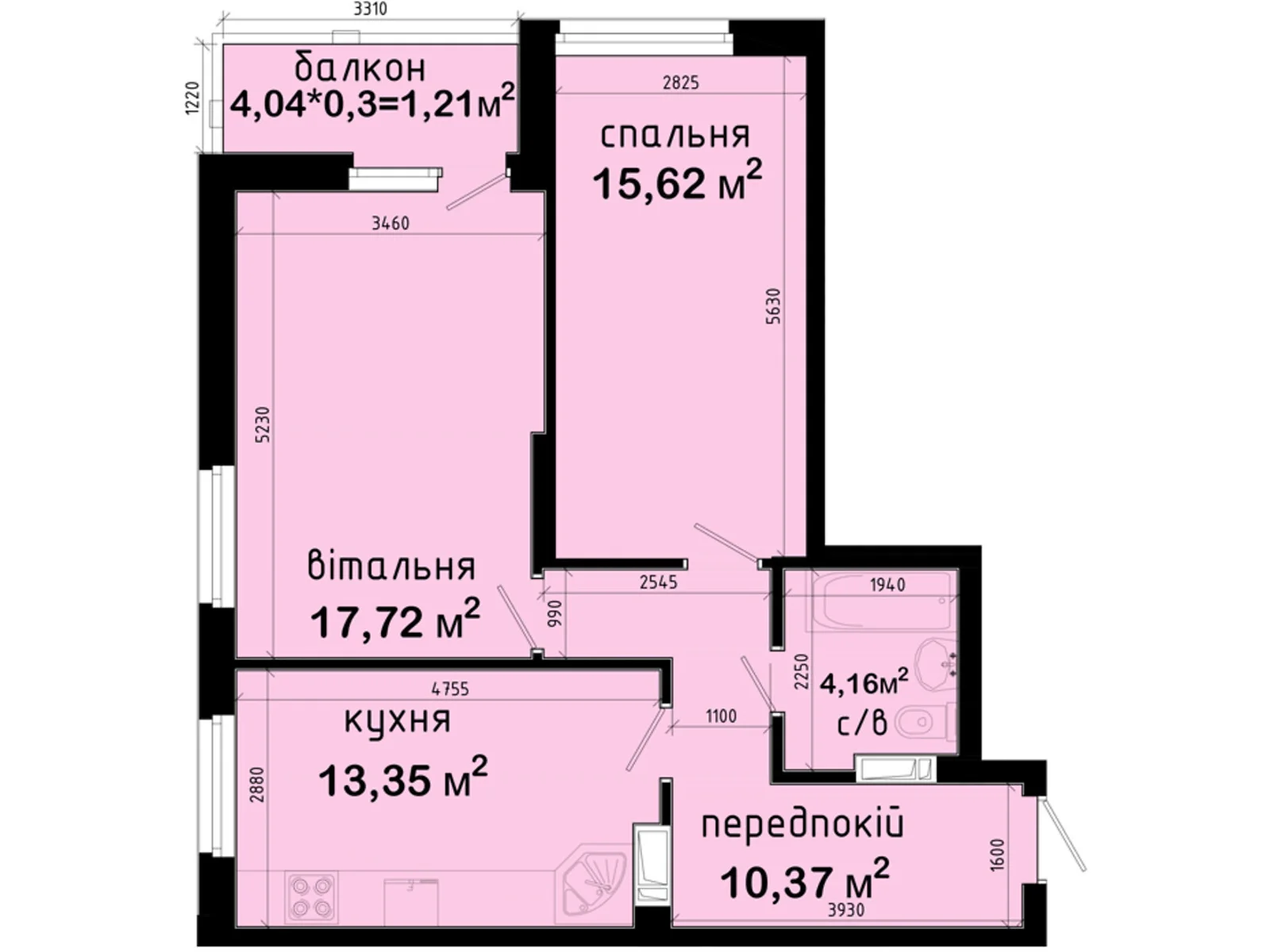 Продается 2-комнатная квартира 62.43 кв. м в Киеве, просп. Академика Глушкова, 42