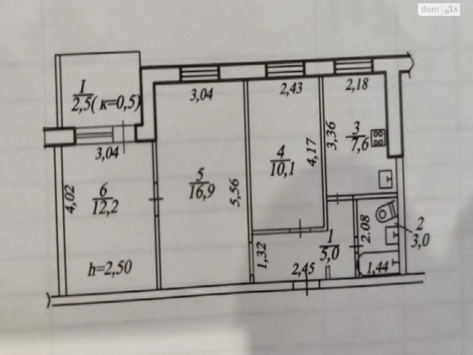 Продается 3-комнатная квартира 58 кв. м в Днепре, цена: 49000 $