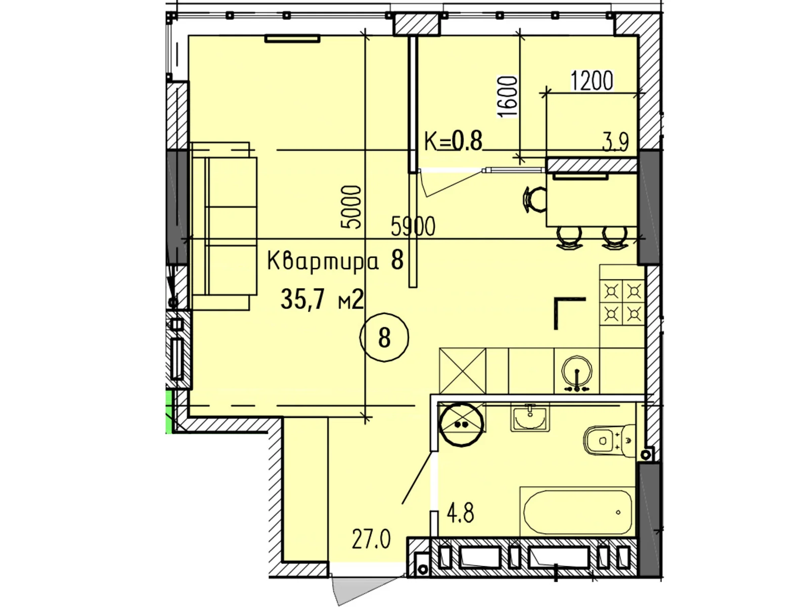 Продается 1-комнатная квартира 35.7 кв. м в Днепре, ул. Мандрыковская, 298