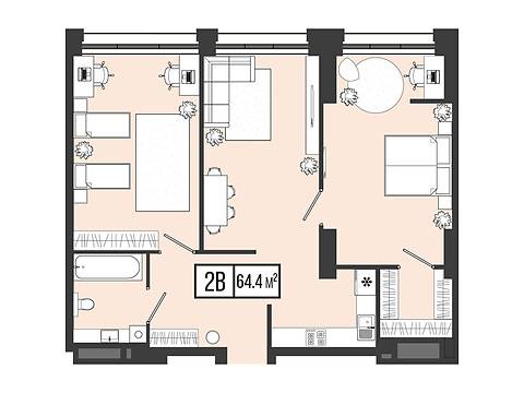 Продается 2-комнатная квартира 64.4 кв. м в Днепре, ул. 6-й стрелковой дивизии