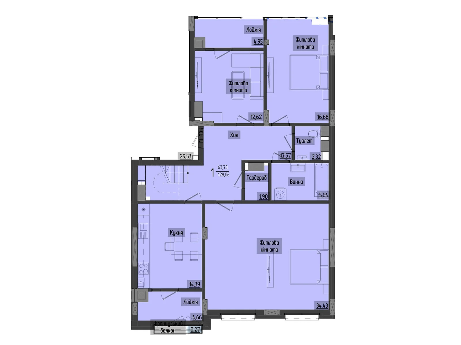 Продается 3-комнатная квартира 118.22 кв. м в Черновцах, ул. Науки, 1