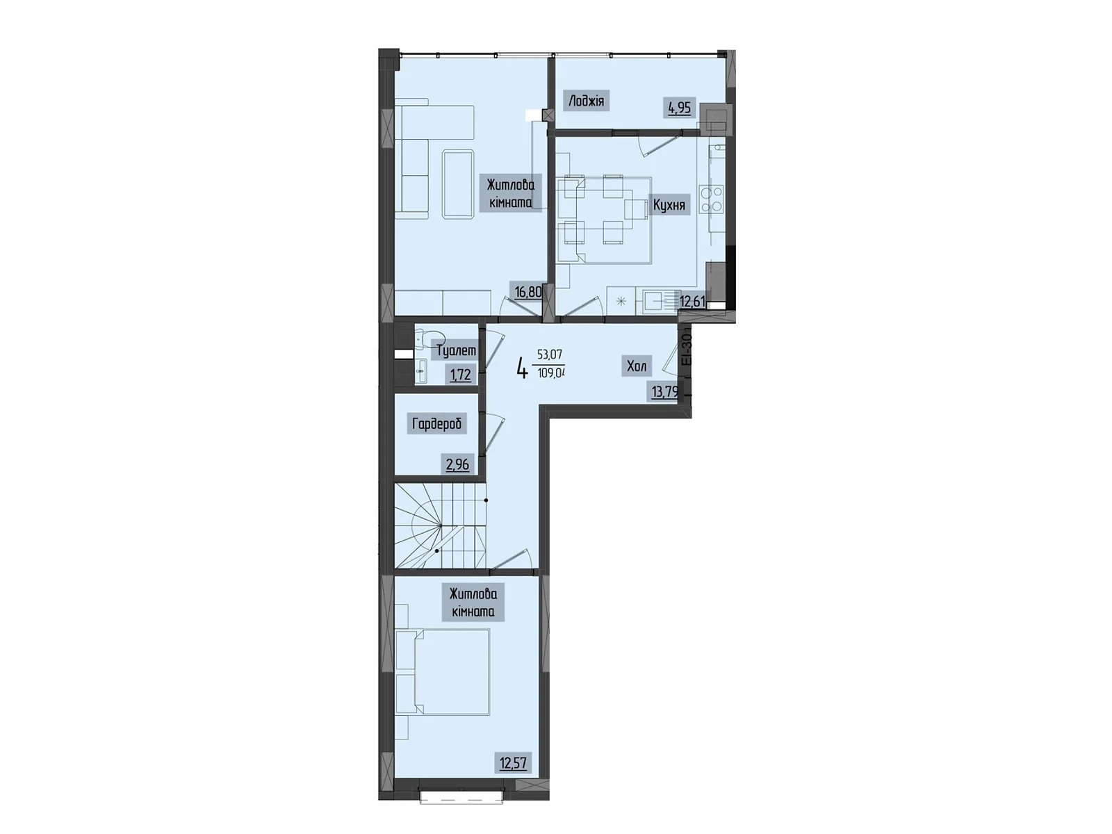 Продается 4-комнатная квартира 109.72 кв. м в Черновцах, ул. Науки, 1 - фото 1