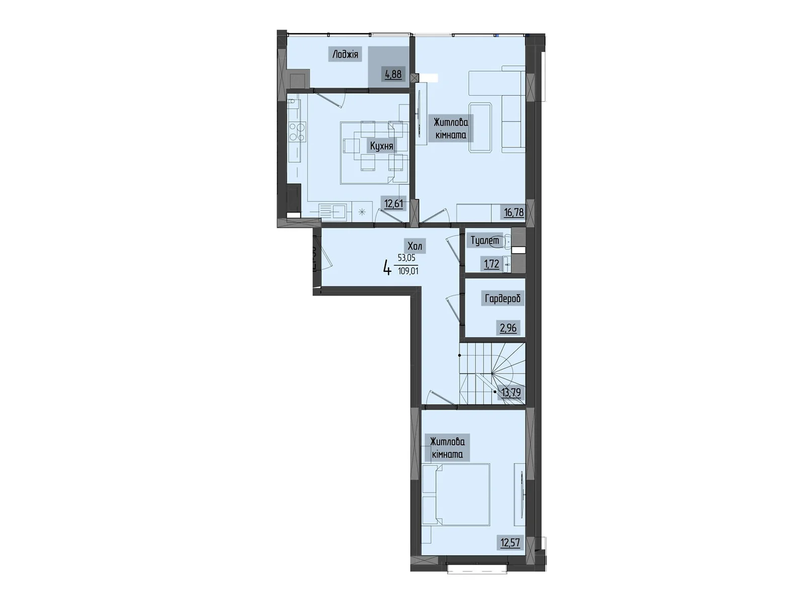 Продается 4-комнатная квартира 109.61 кв. м в Черновцах, цена: 109610 $