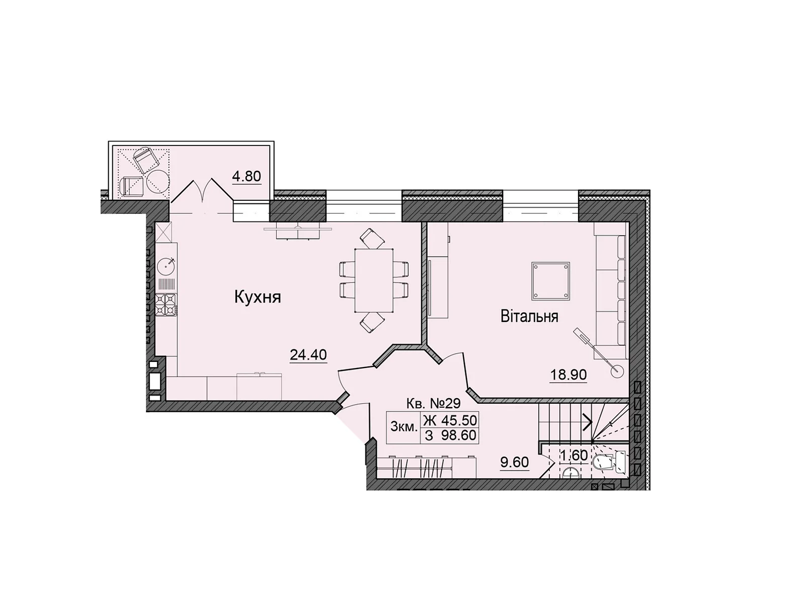 Продается 3-комнатная квартира 98.6 кв. м в Черновцах, ул. Сторожинецкая - фото 1