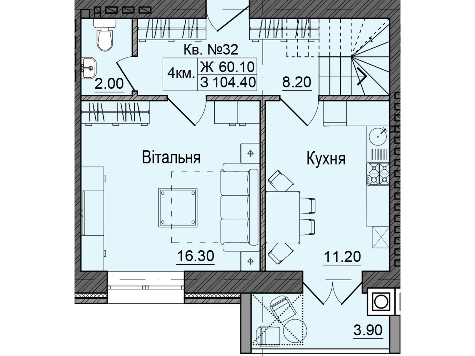 Продается 4-комнатная квартира 104.4 кв. м в Черновцах - фото 1