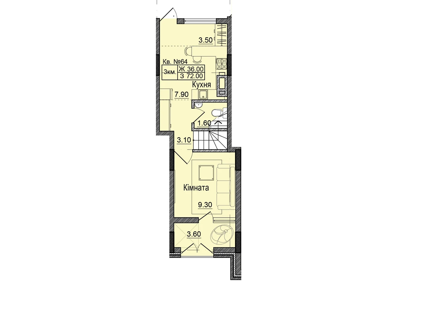 Продается 3-комнатная квартира 72 кв. м в Черновцах, ул. Сторожинецкая - фото 1