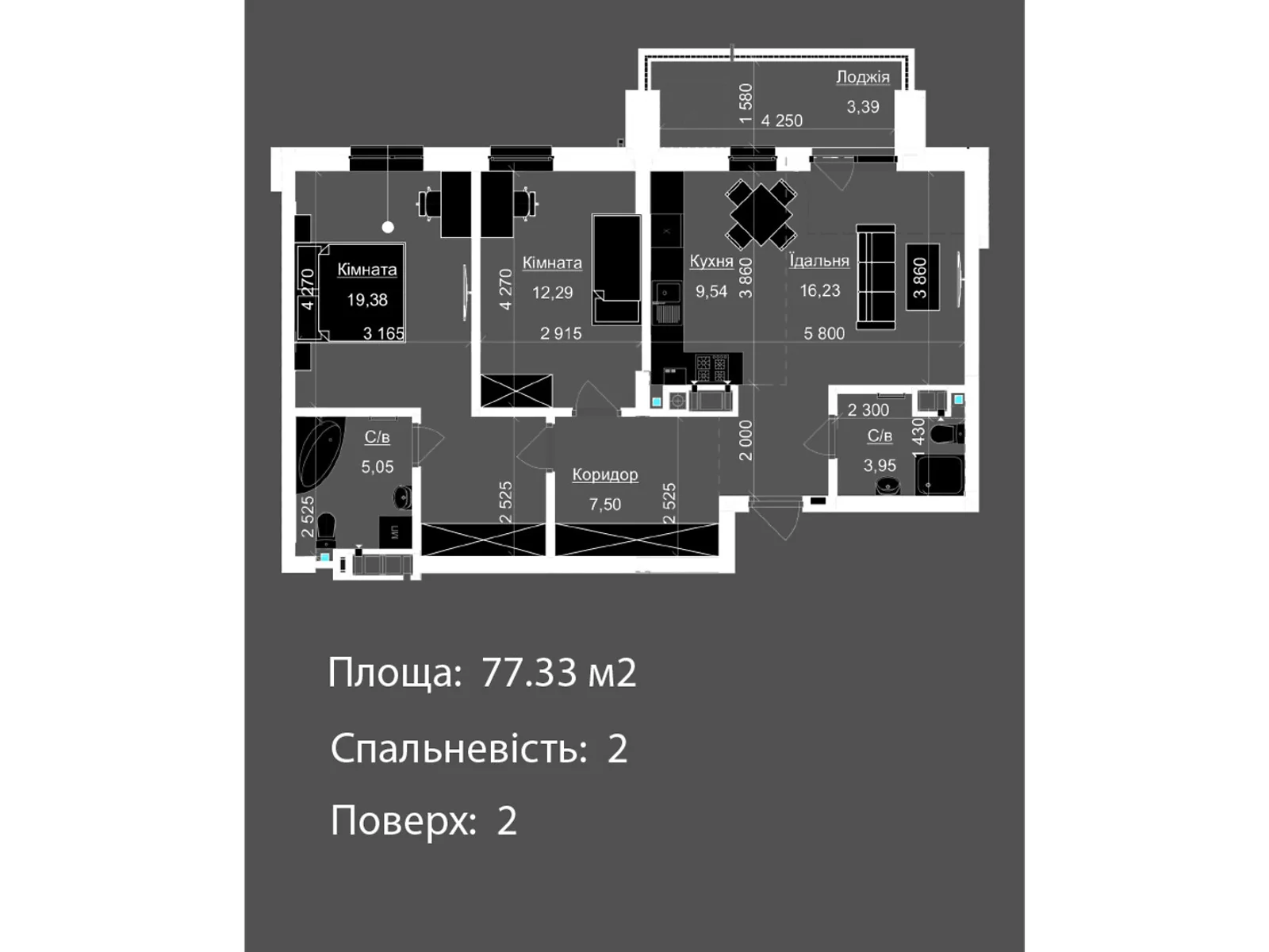 Продается 2-комнатная квартира 77.27 кв. м в Львове, ул. Пасечная, Пасечная