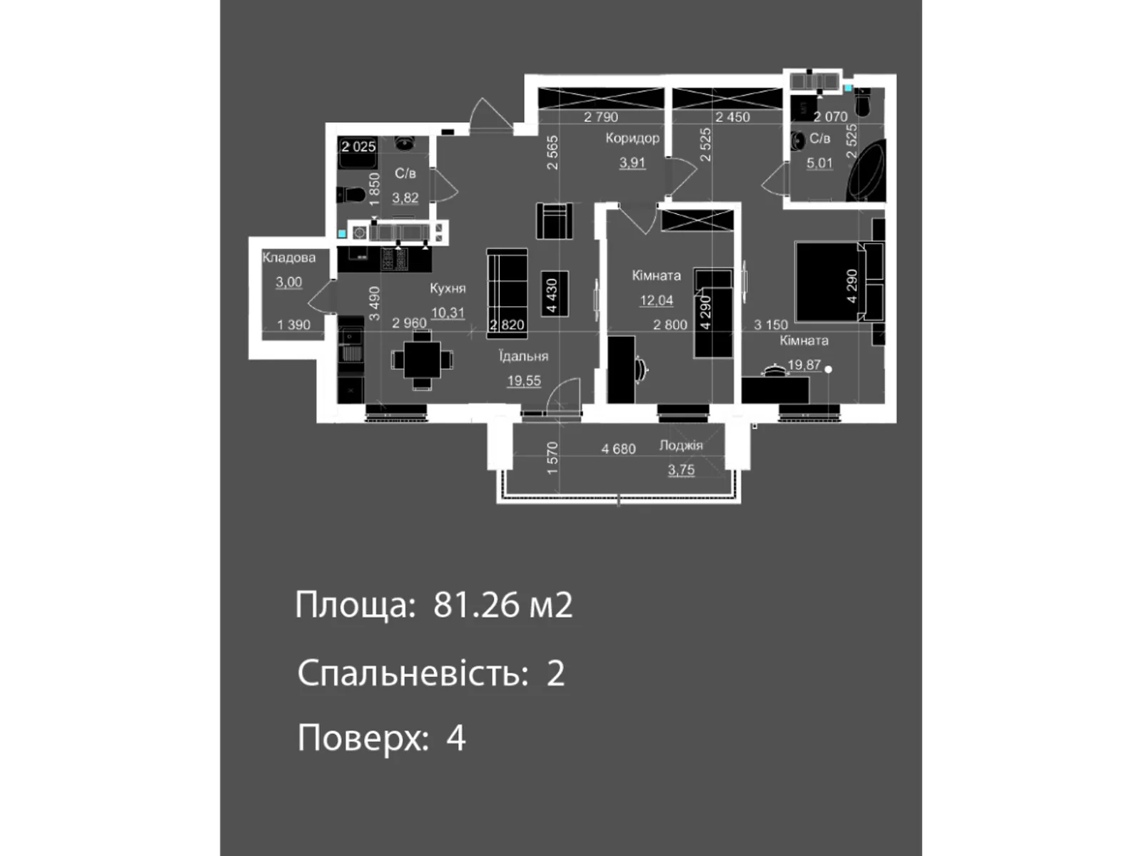 Продается 2-комнатная квартира 80.81 кв. м в Львове, ул. Пасечная, Пасечная