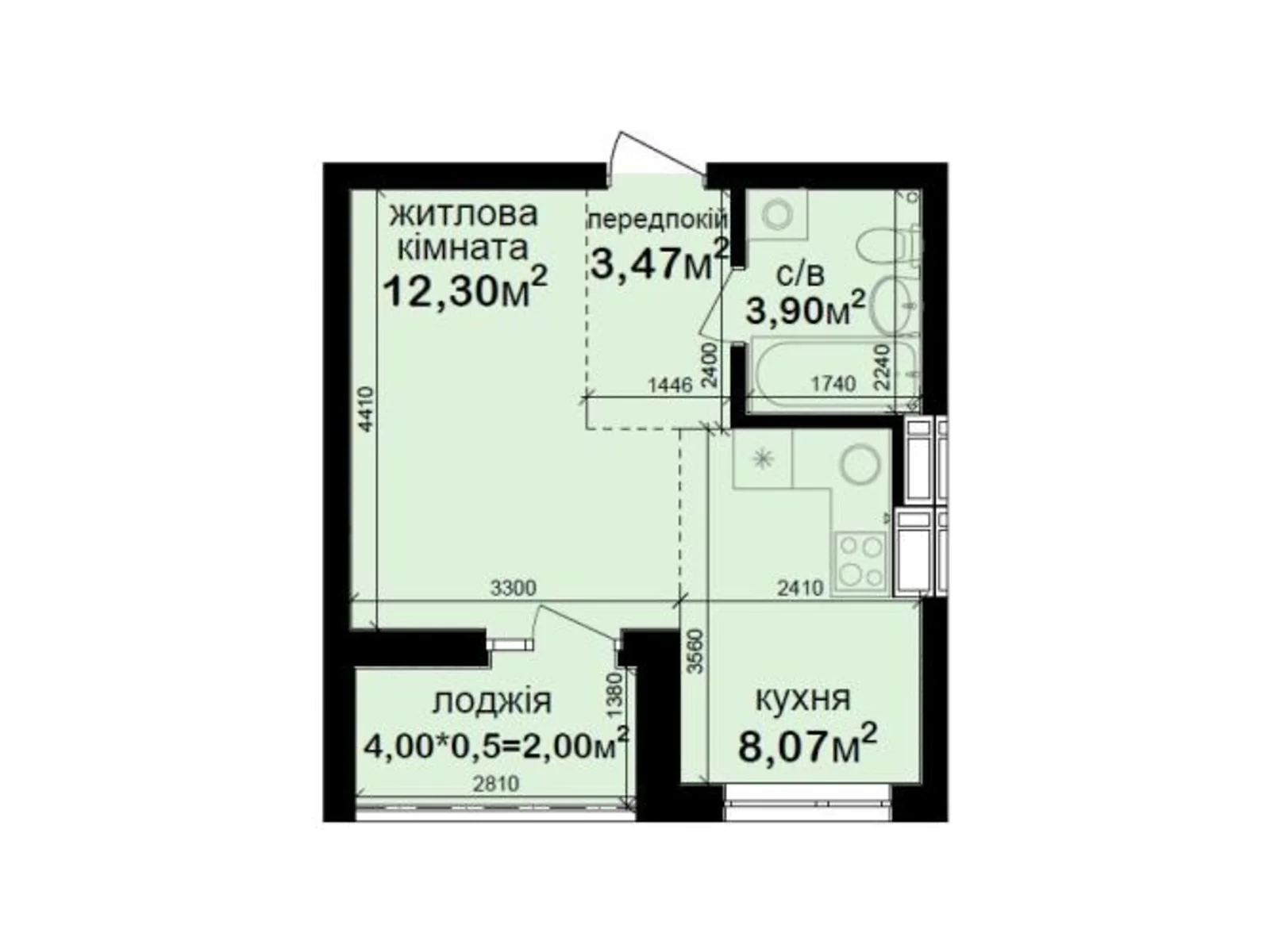 Продается 1-комнатная квартира 29.74 кв. м в Киеве, ул. Метрологическая, 148