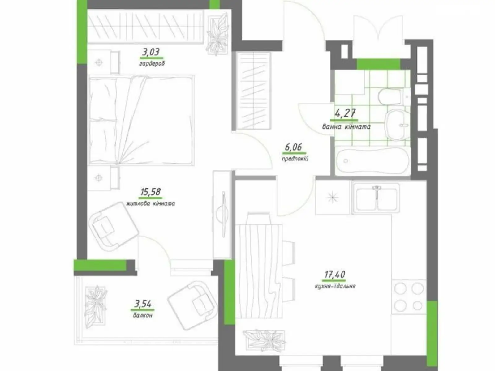 Продается 1-комнатная квартира 50 кв. м в Киеве, ул. Победы, 67