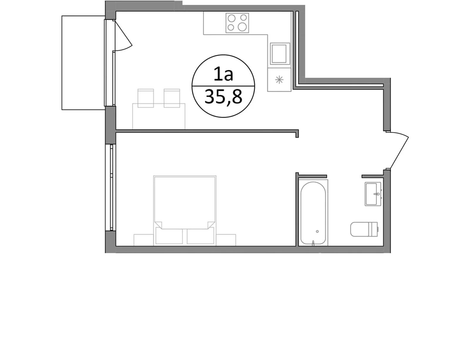Продается 1-комнатная квартира 35.8 кв. м в Брюховичах - фото 1