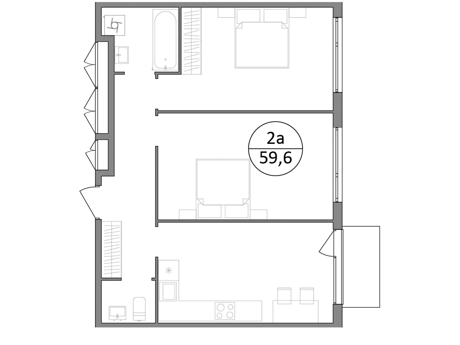 Продается 2-комнатная квартира 59.6 кв. м в Брюховичах, ул. Широкая, 22 - фото 1