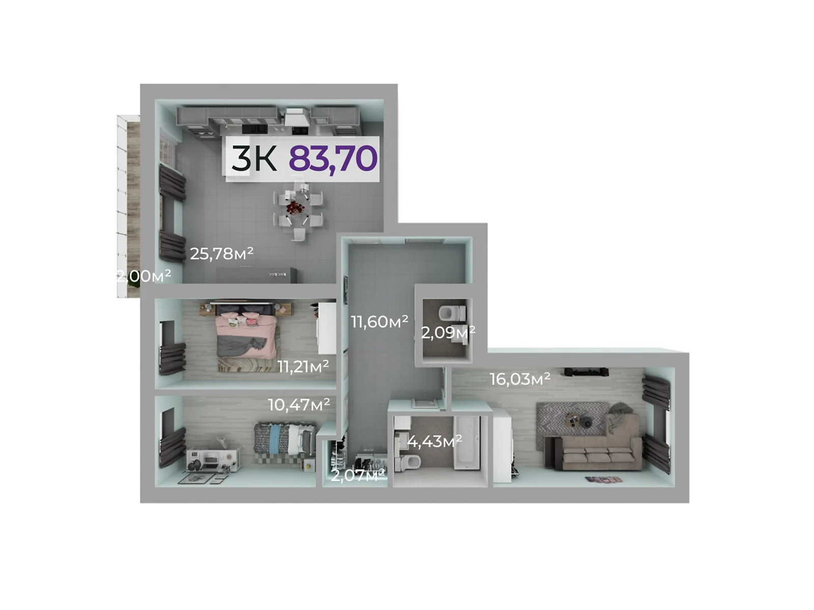 Продается 3-комнатная квартира 83.7 кв. м в Ивано-Франковске, цена: 66123 $