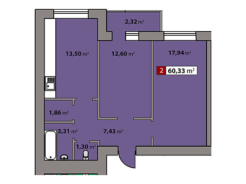 Продається 2-кімнатна квартира 60.33 кв. м у Черкасах, вул. Івана Кожедуба(Путейка)