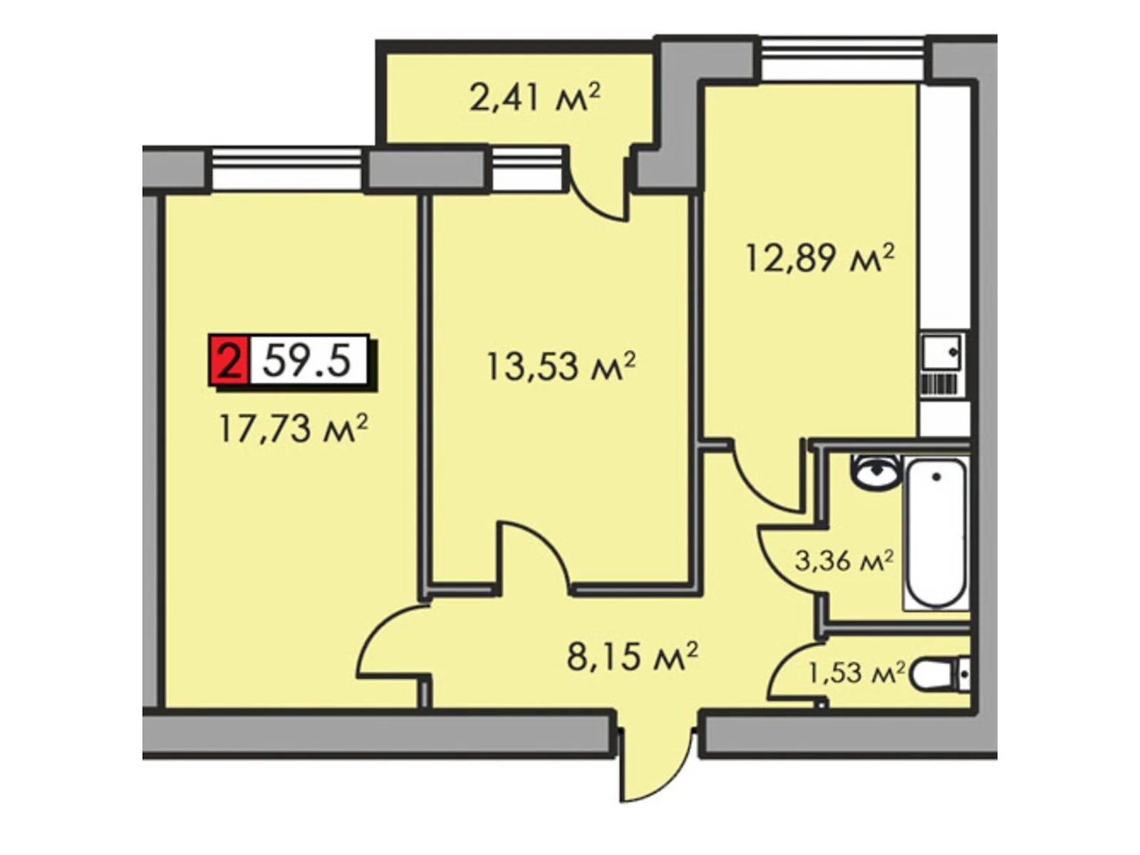 Продается 2-комнатная квартира 59.5 кв. м в Черкассах, цена: 45875 $