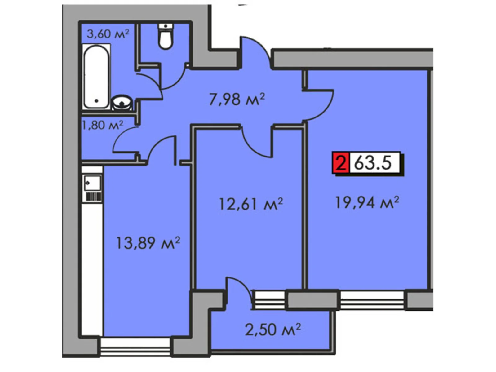 Продается 2-комнатная квартира 63.5 кв. м в Черкассах, цена: 43299 $