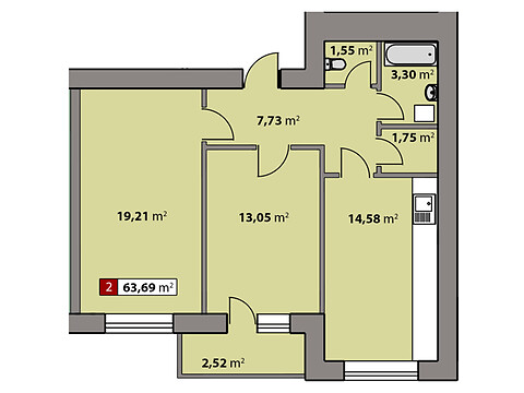 Продается 2-комнатная квартира 63.69 кв. м в Черкассах, ул. Ивана Кожедуба(Путейко)