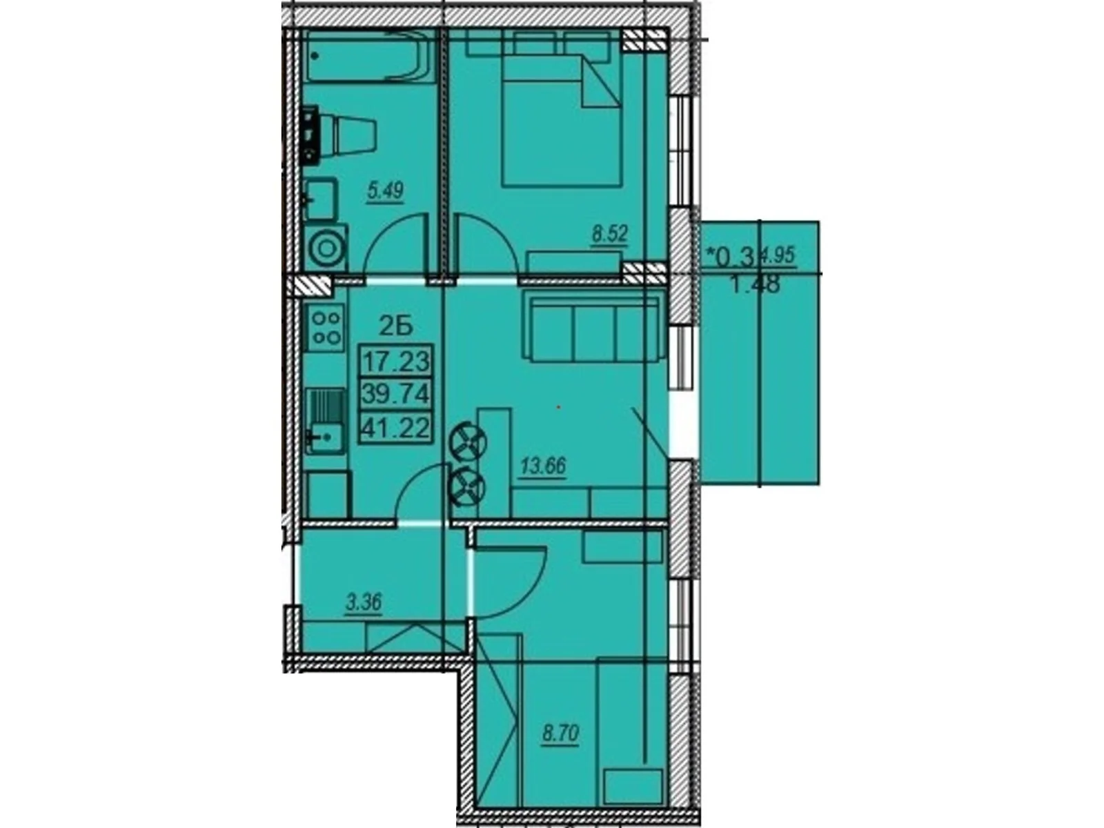 Продается 2-комнатная квартира 41.2 кв. м в Лески, ул. Академика Заболотного, 88 - фото 1