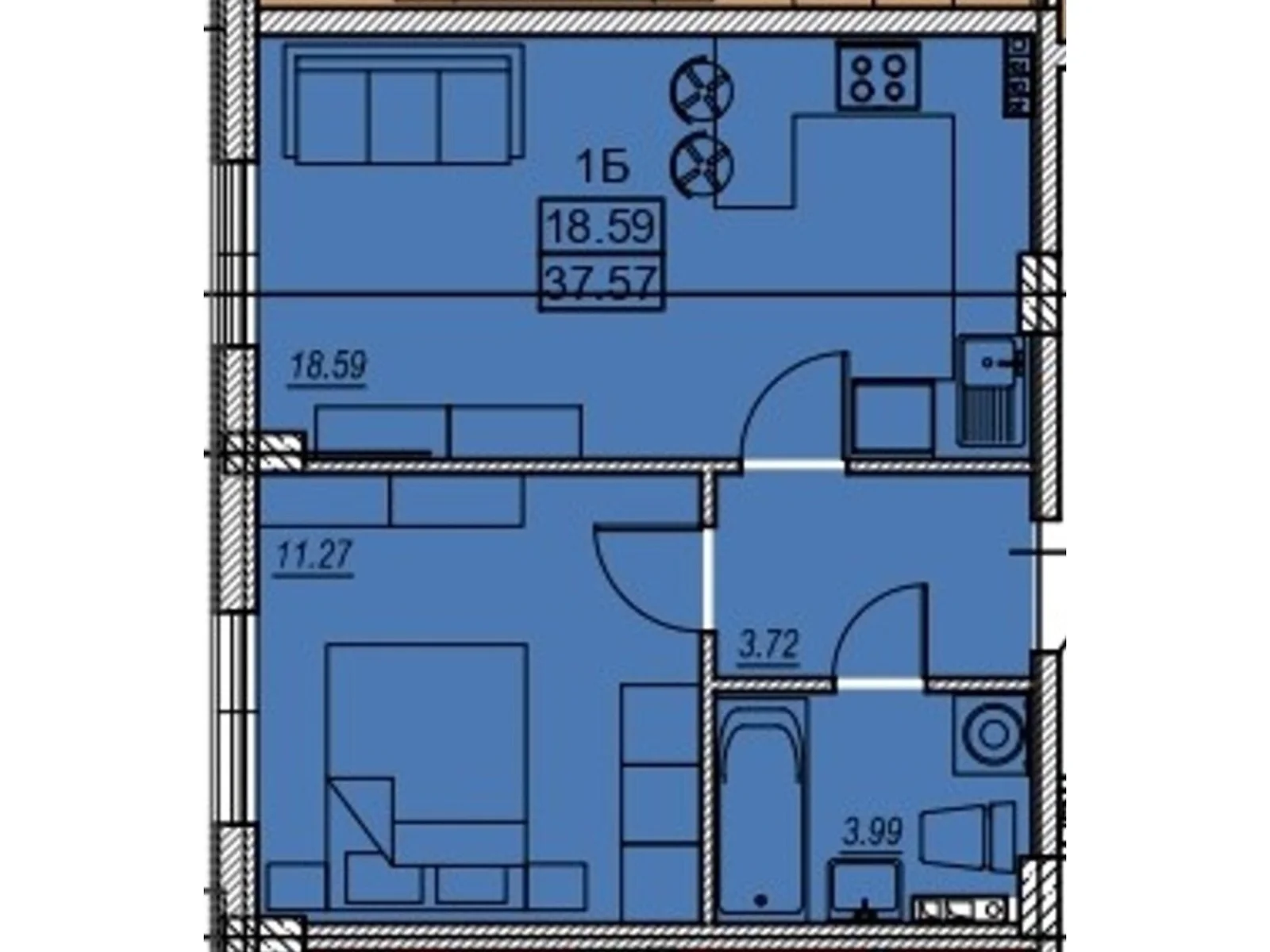 Продается 1-комнатная квартира 37.6 кв. м в Лески, ул. Академика Заболотного, 88 - фото 1