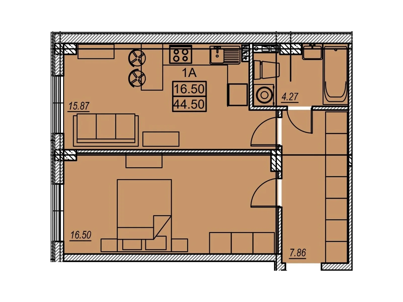 Продается 1-комнатная квартира 44.5 кв. м в Лески, цена: 37825 $