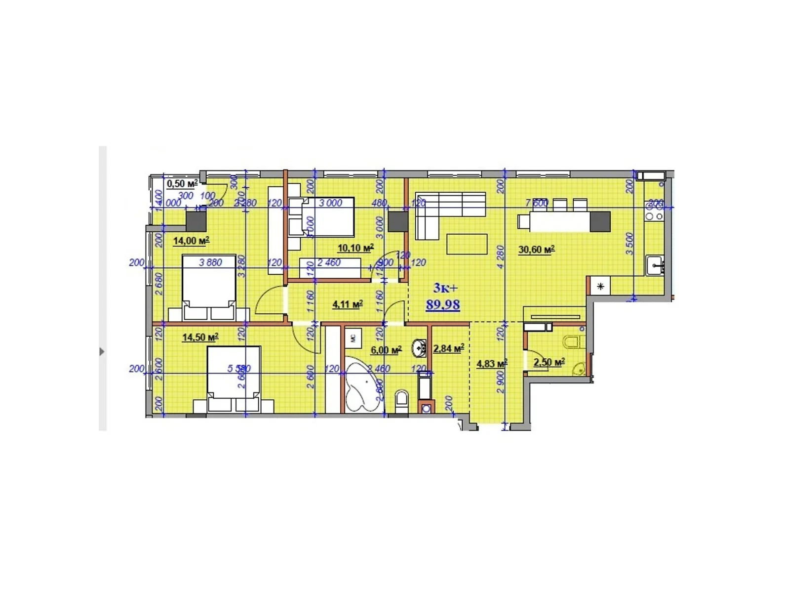 Продається 3-кімнатна квартира 85 кв. м у Івано-Франківську, цена: 63750 $