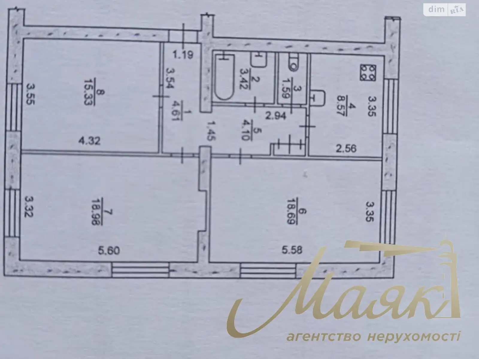 3-кімнатна квартира 75.29 кв. м у Запоріжжі, просп. Соборний