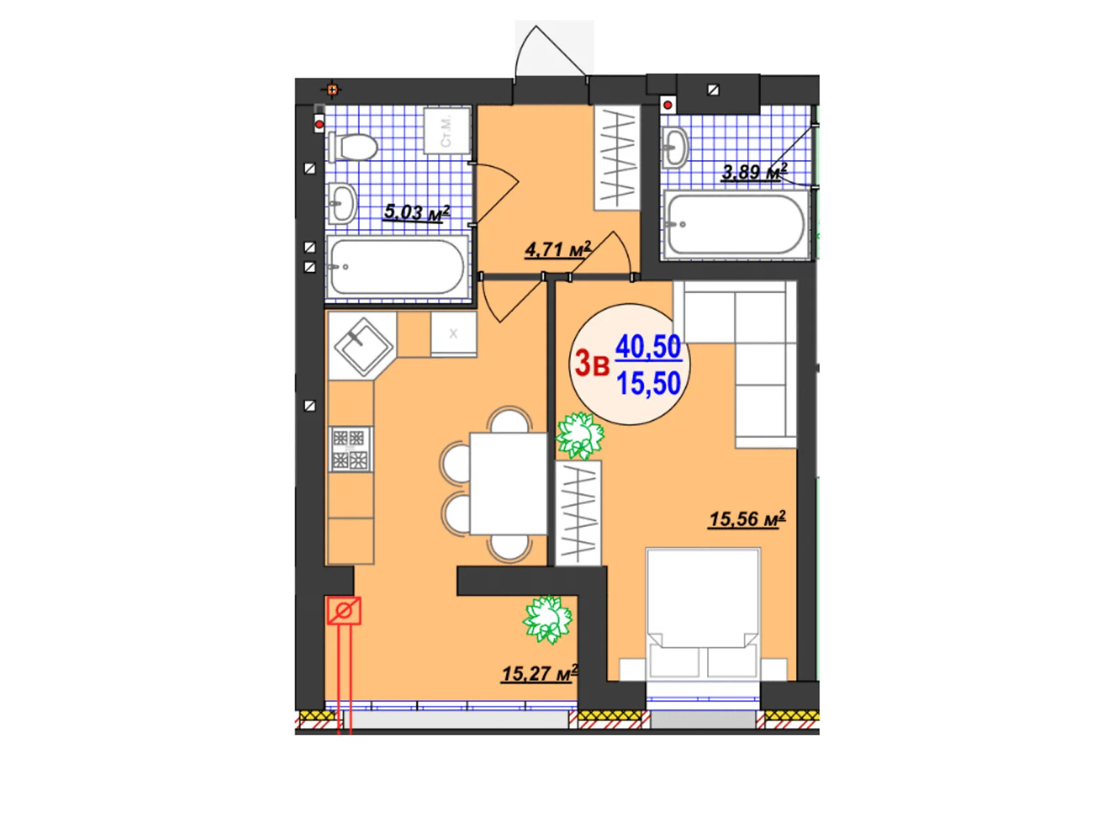 Продается 1-комнатная квартира 40.5 кв. м в Стрижавке, цена: 27616 $